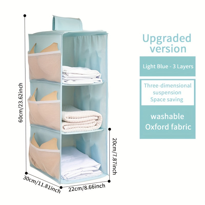 Foldable Wardrobe Storage Organizer with Telescoping Handle – Multi-Layer Hangable Bag with Spinner Wheels for Efficient Space Beauty Fashion