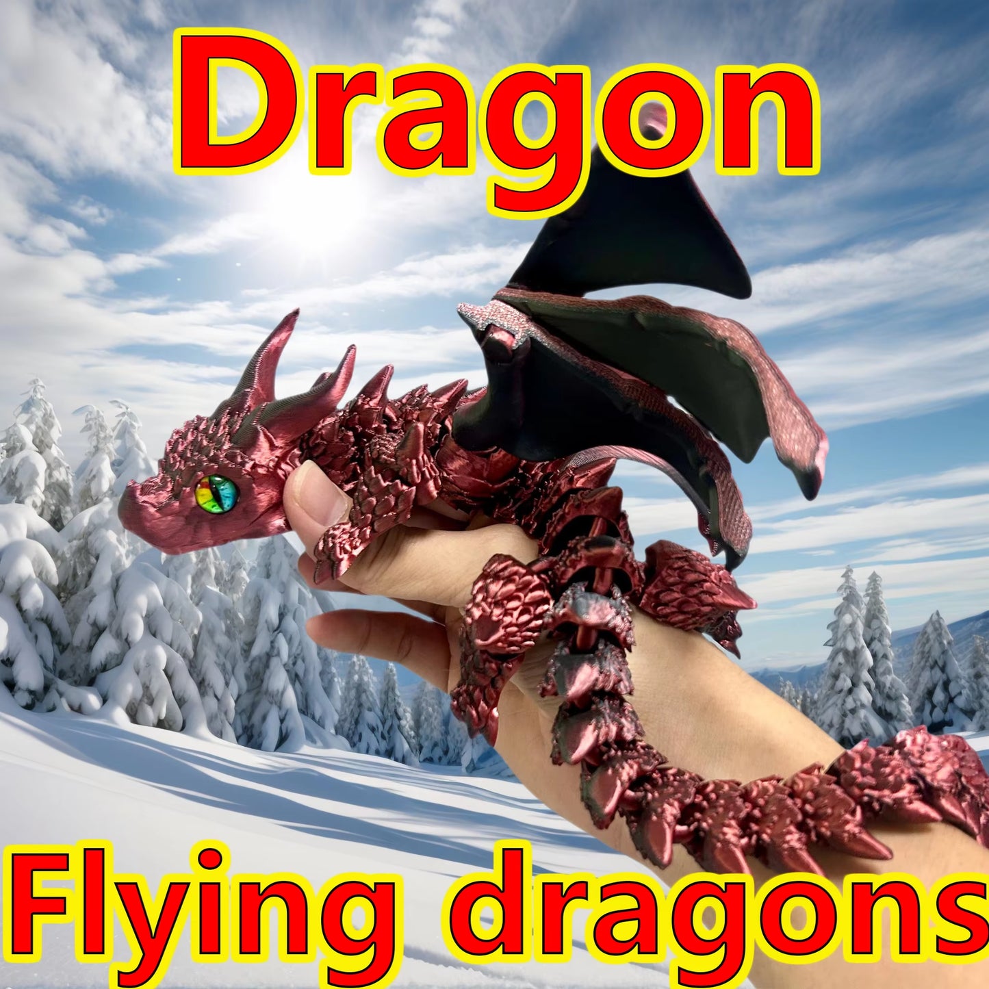 39.5Cm/15.55In 3D Printing Dragon Moveable Joints Animal Model Home Desktop Decoration Ornaments Gifts Collection Figurines