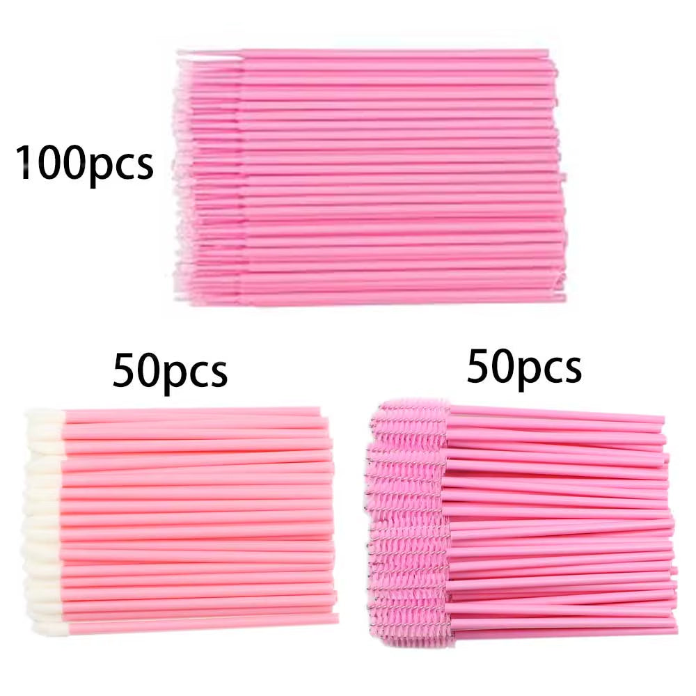 200Pcs Disposable Brushes Set Mascara Wands Lip Brushes Microbrush Applicator Swab for Eyelash Extension Eyebrow Makeup Tools