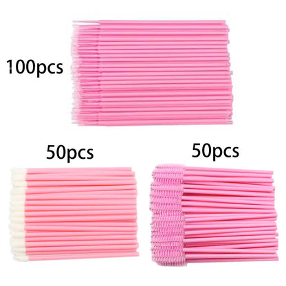 200Pcs Disposable Brushes Set Mascara Wands Lip Brushes Microbrush Applicator Swab for Eyelash Extension Eyebrow Makeup Tools