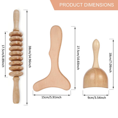 1Pc/3Pcs Wood Roller Massage Tools Lymphatic Drainage Maderoterapia Wooden Massager Gua Sha Tools for Body Contouring Shaping