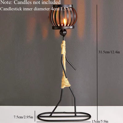 Nordic Metal Candlestick Abstract Character Sculpture Candle Holder Decors Handmade Figurines Home Decoration Art Gifts Hot 2024