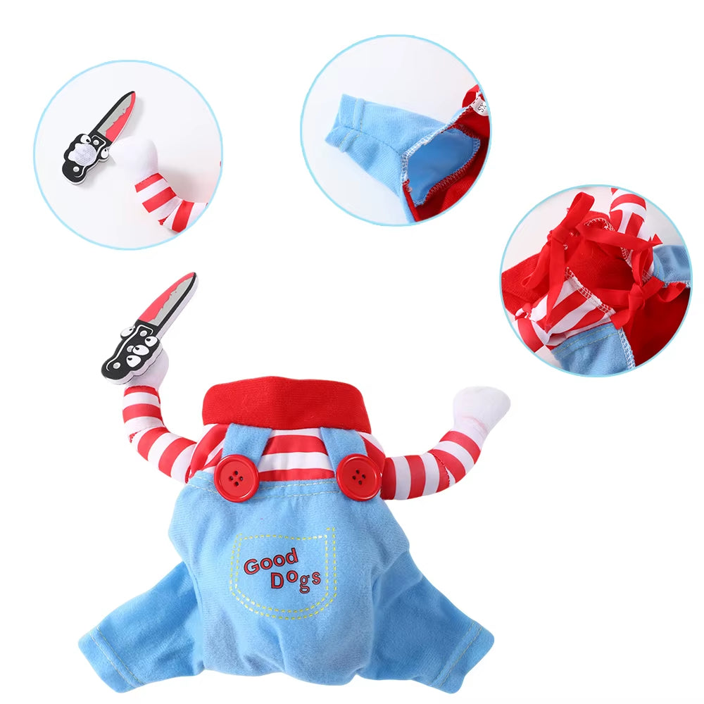 Funny Halloween Pet Costumes Puppy Holiday Party Dress up Apparel with Knife Suitable for Small Large Dogs Cats Sphynx Labradors