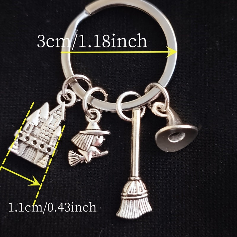 Witch In Broomstick Keychain Halloween Gift Magic Broom Keychain Witch Key Ring Bag Pendant Accessories Beauty Fashion