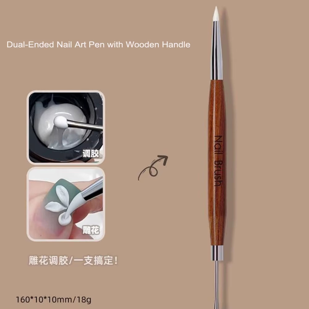 1Pc French Nail Brush 16CM Crescent Oblique French Tip Brush Silver Black Handle French Painting Drawing Tools Nail Art Supplies