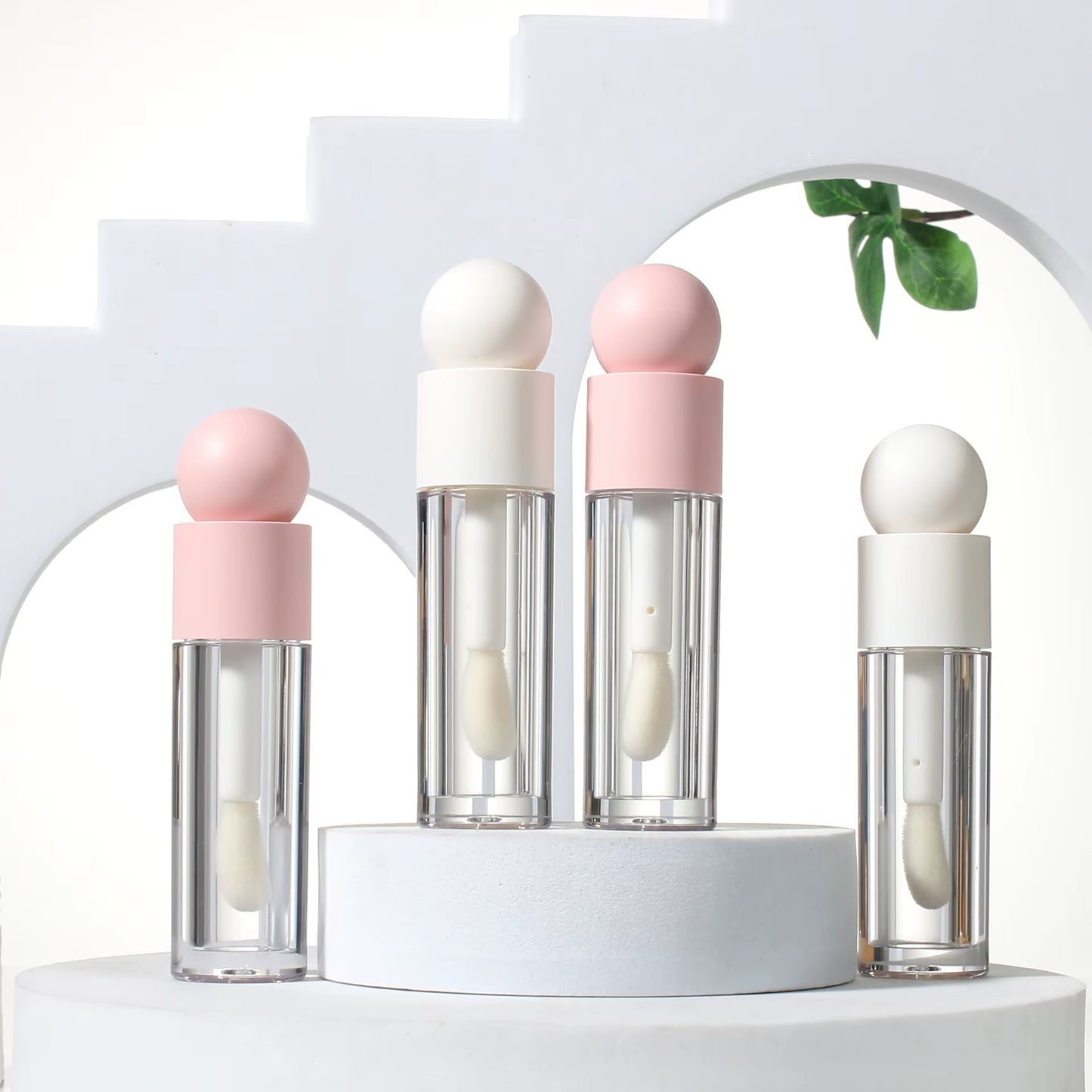 5Ml Lip Gloss Tube Matte Transparent Pink Thick Rod Large Brush Head Empty Bottle Lips Glaze Container Makeup Packaging Material