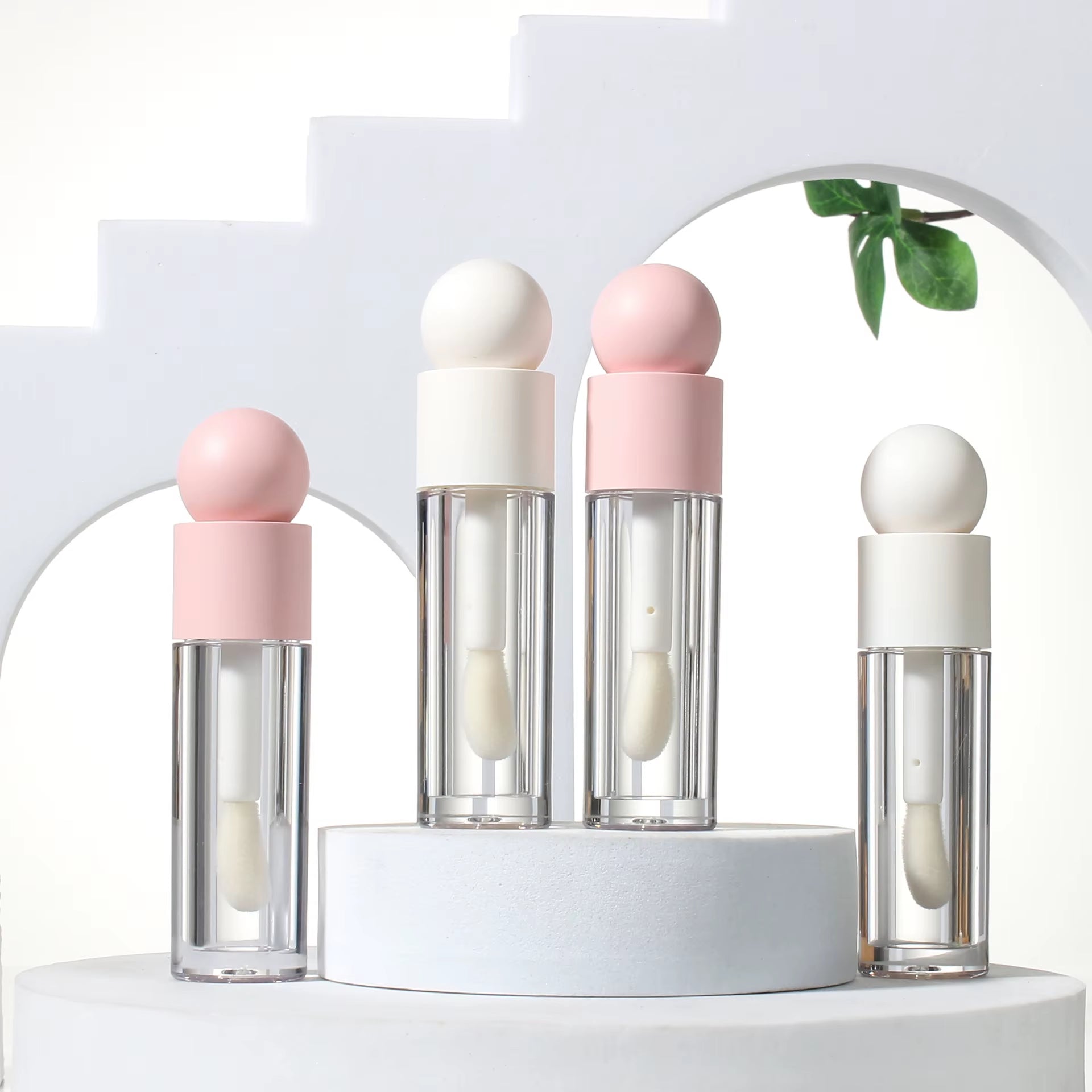 5Ml Lip Gloss Tube Matte Transparent Pink Thick Rod Large Brush Head Empty Bottle Lips Glaze Container Makeup Packaging Material