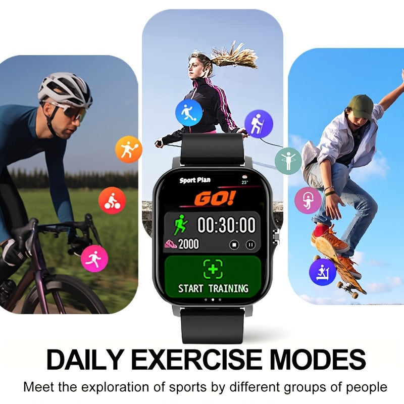 1.83-inch Full Touch Screen Smart Watch for Men And Women, USB Rechargeable, Multi-sport Mode Outdoor Fitness Watch, 180mAh Battery, with Wireless Calling, Remote Camera/music, Message Notification And Dialing, Dual Silicone Beauty World Shop