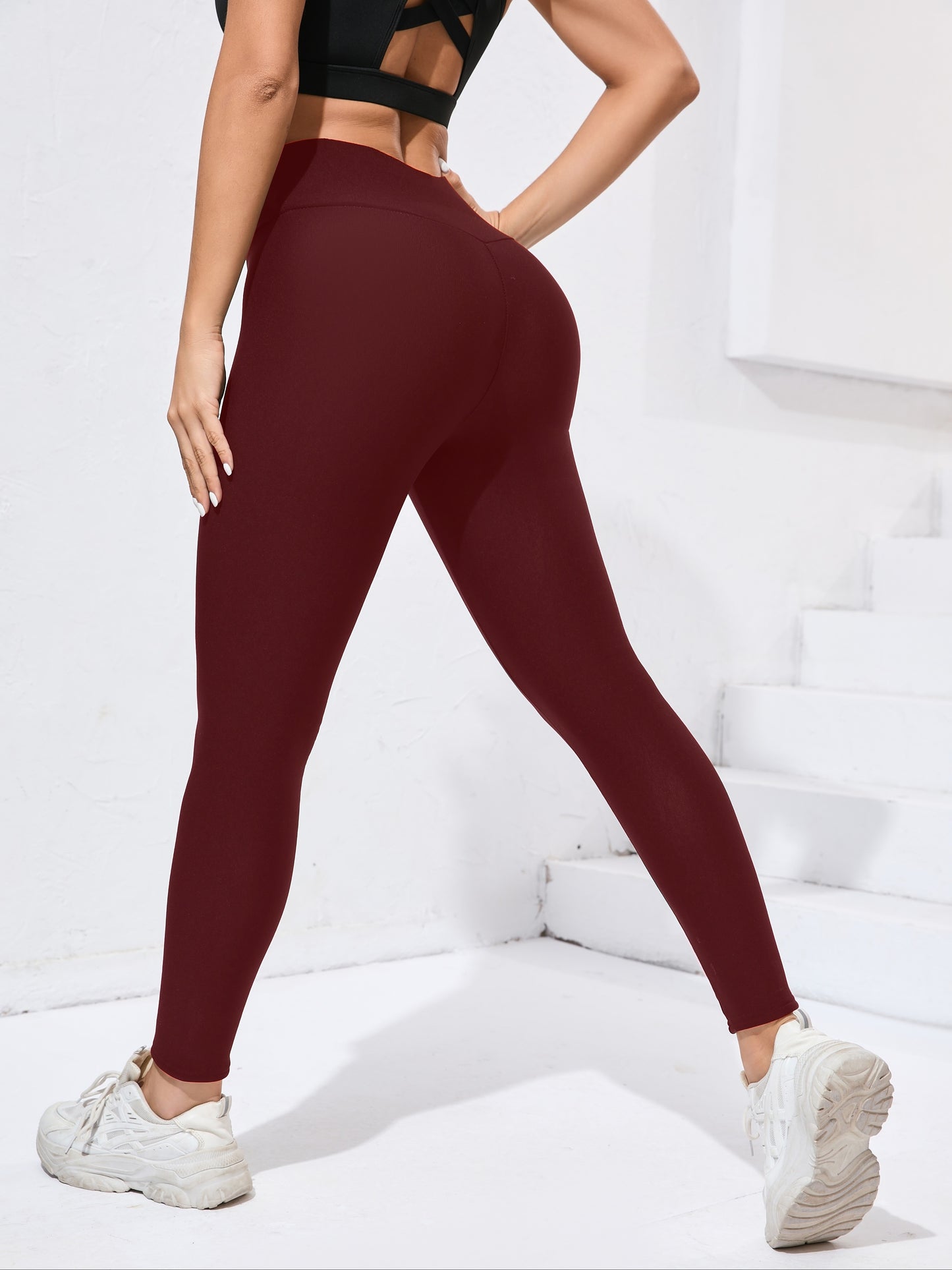 [High-Elasticity Leggings] High-Elasticity Women's Yoga Leggings | Solid Color, Tight-Fit, High-Warmth, Ideal for Running, Fitness & Outdoor Activities, Warmth Enhancing Fabric, Smooth Texture Beauty Fashion