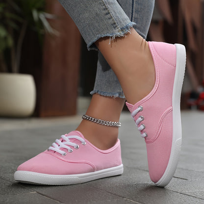 Women's Casual Canvas Sneakers, Low-Top Lace-up Walking Shoes, Lightweight & Comfort Sport Shoes Beauty World Shop