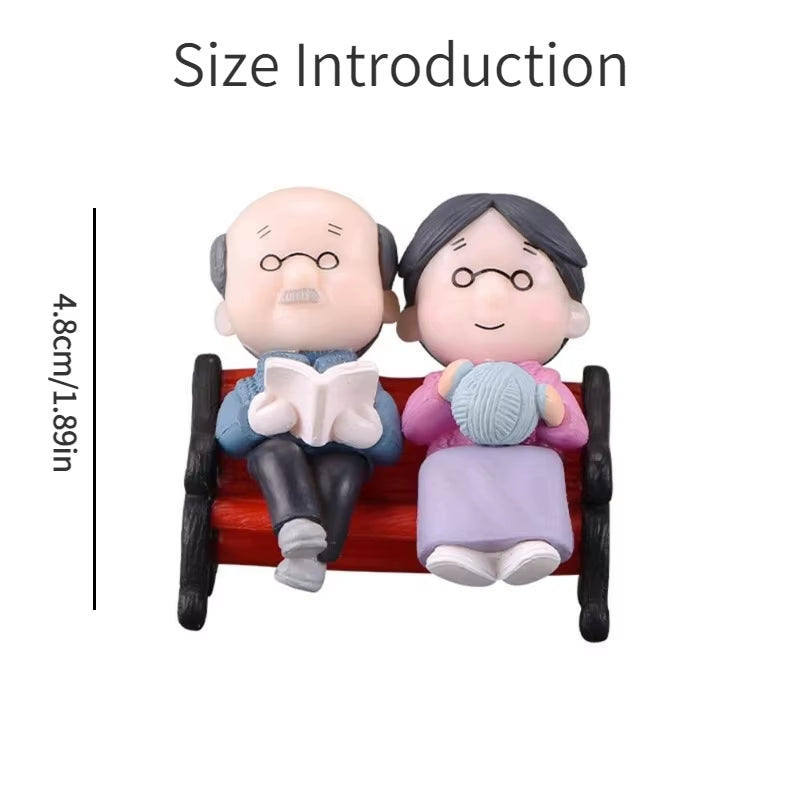 Mini Couple Figures Grandma Grandpa Sweety Lovers Old Couple Ornament for Fairy Garden Figurines Miniature Home Decoration