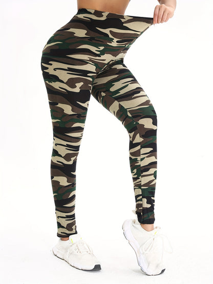 [Women's Athletic Booty Sport Tights] Fashion Camo Yoga Leggings Women Athletic Exercise Fitness Butt Lift Booty Sport Cropped Pants High Elastic Waist Gym Tights Workout Trousers