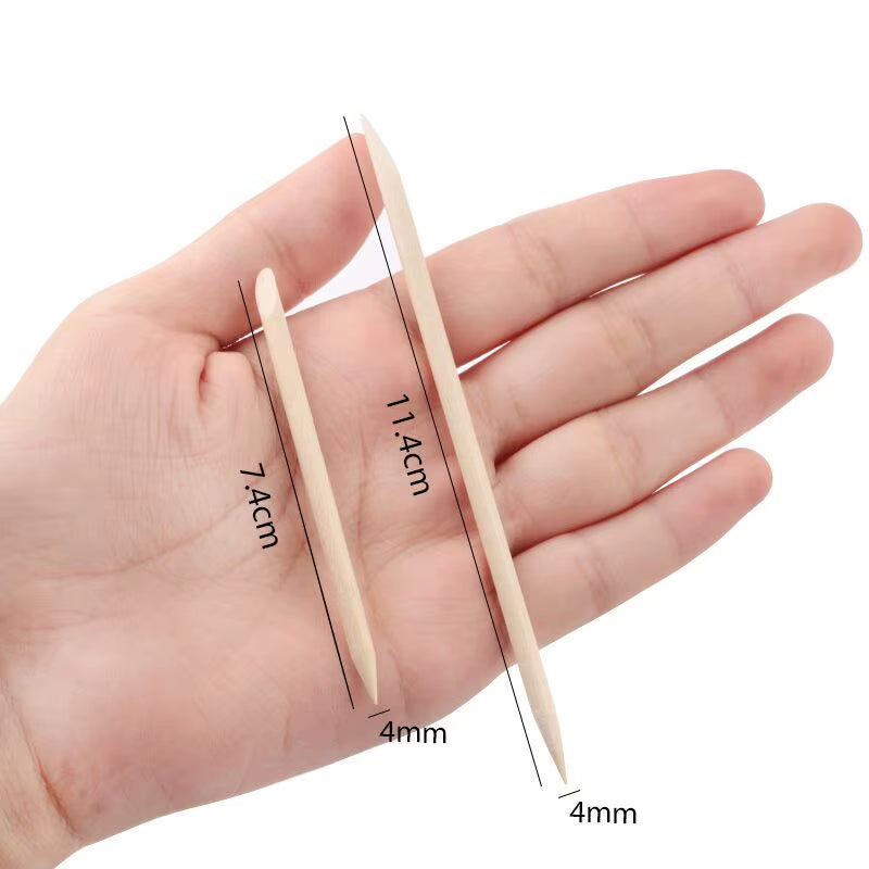 100/50Pcs Nail Art Pusher Orange Wood Sticks Cuticle Pusher Remover Rhinestones Dotting Removal Manicure Pedicure Care Tools