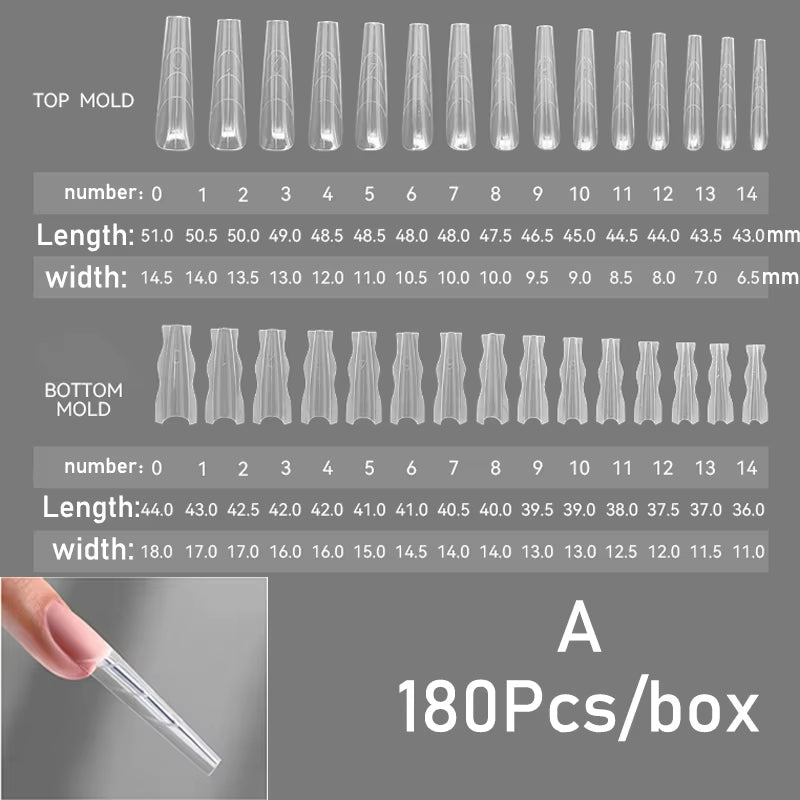 Sandwich Dual Nail Forms 180Pcs 15Size NEW 2025 Extensions-Dual Forms Coffin Almond Nail Forms Manicure Top Mold Bottom Mold