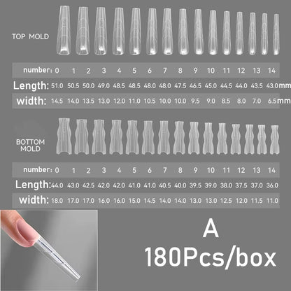 Sandwich Dual Nail Forms 180Pcs 15Size NEW 2025 Extensions-Dual Forms Coffin Almond Nail Forms Manicure Top Mold Bottom Mold