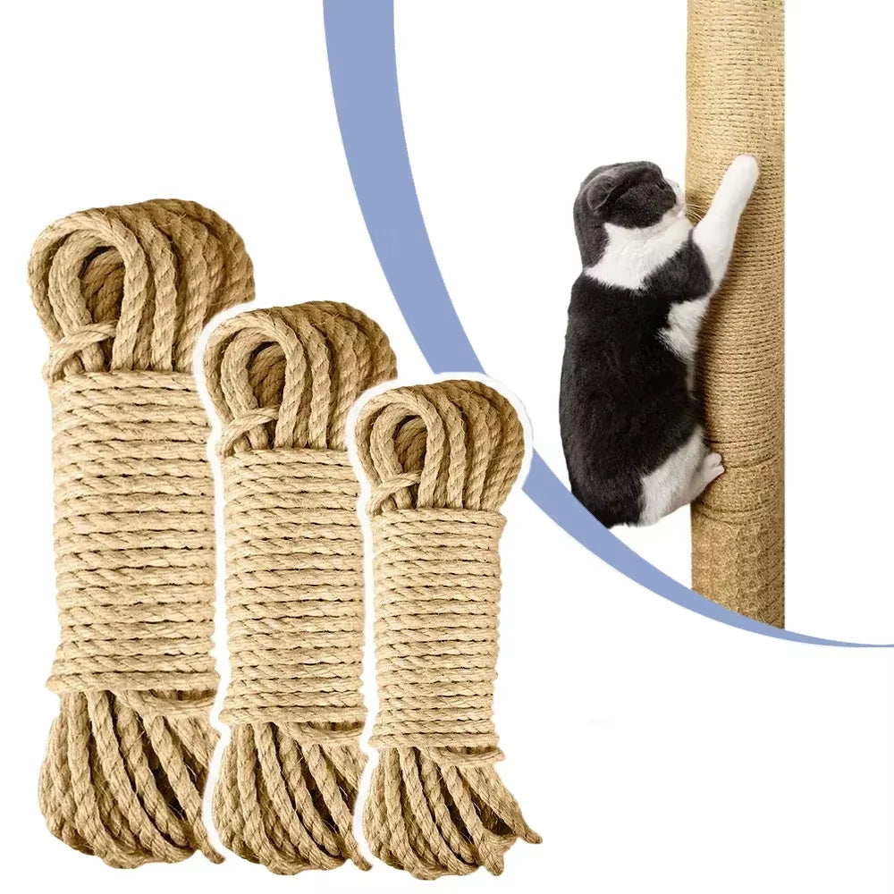 33/66/164Ft Natural Sisal Rope Cat Scratcher Rope Tree Scratching DIY Toy Paw Claw Furniture Protector Scratching Post