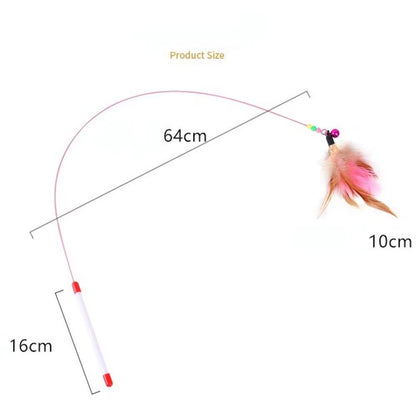 1PCS Metal Wire Funny Cat Stick Cat Toy Pet Toy with Feather Bell Funny Cat Rod Pet Supplies