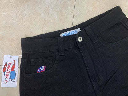 Embroidery Jeans Y2K Pants Streetwear Gothic Cartoon Blue Baggy Jeans Retro Punk Rock High Waist Denim Trousers