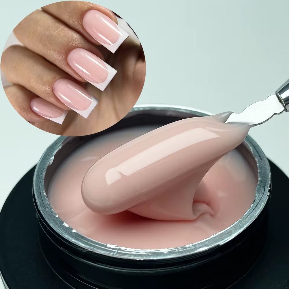 50G Nude Pink Builder Nail Gel French Pink Nails UV LED Self Leveling Sculpting Gel Nails Shape Building Extension
