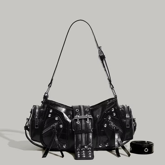 NEW Underarm Bags for Women Luxury Designer Handbag Purses New in Vintage PU Leather Rivet Decoration Shoulder Crossbody
