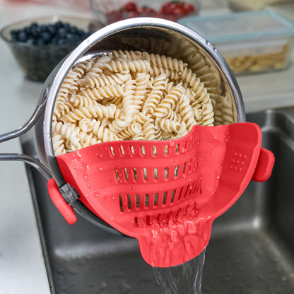 1pc ABERZEY Clip-On Strainer for Pots & Pans - Durable Plastic Kitchen Colander for Pasta, Meat, Vegetables, Fruits - Easy Drainage & Compact Design, Strainer for Pasta, Vegetable Preparation, Modern Kitchenware, Efficient Dr Beauty Fashion