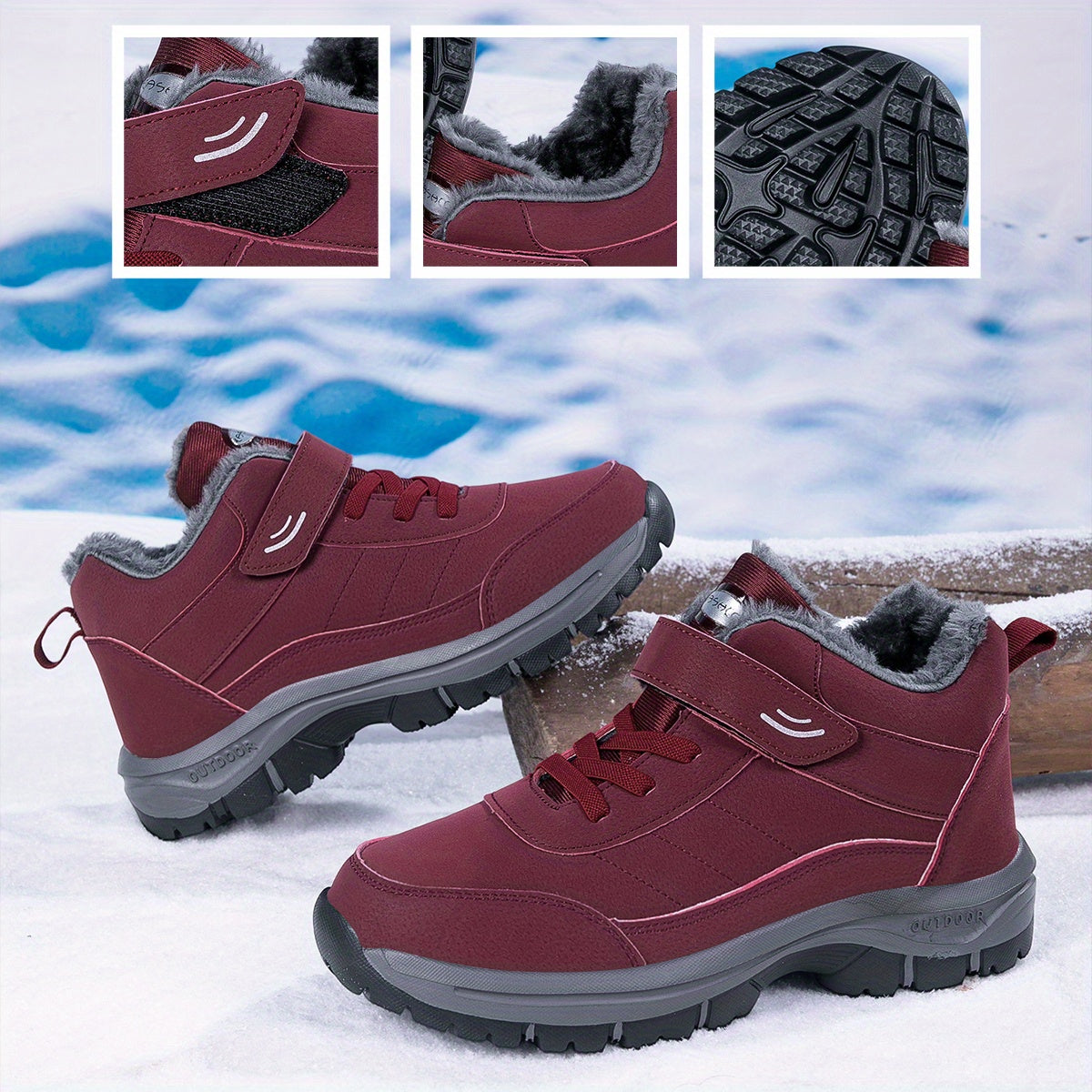 Extreme Cold Weather Snow Boots - Heavy-Duty Thermal Insulated Winter Shoes with Slip-Resistant MD Soles, Lace-Up Mountaineering Boots for Men & Women - Available in Multiple Sizes (Black/Gray Accent) - Ideal for Ice Climbing