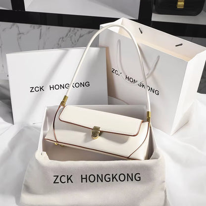 Armpit Bag Retro Niche Design High-End Solid Color One-Shoulder Portable Genuine Leather Women'S Bag Spring and Summer Versatile
