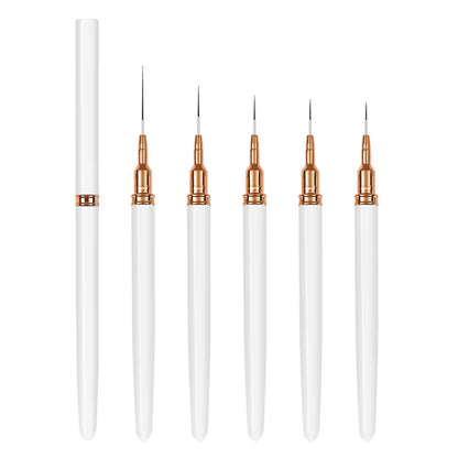 5PCS Nail Art Liner Brush Set - French Stripe/Line/Flower Painting Pens for Acrylic Gel Polish Manicure