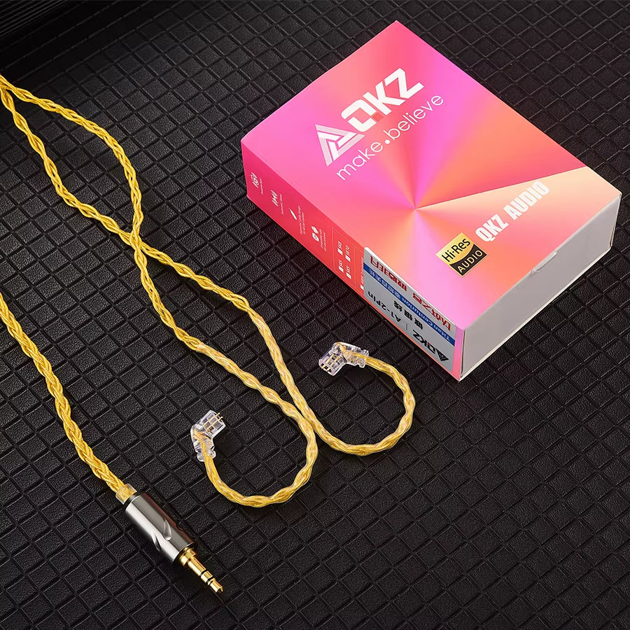 QKZ T1 Earphone Cable QDC Type Copper Silver-Plated Upgrade Cable 3.5Mm Wired Headphones for KZ ZSN PRO ZS10 Pro EDX TRN CCA