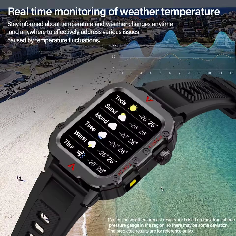 Smartwatch Men Militray Outdoor Sport GPS Fitness Tracker Heart Rate Smart Watch Waterproof New