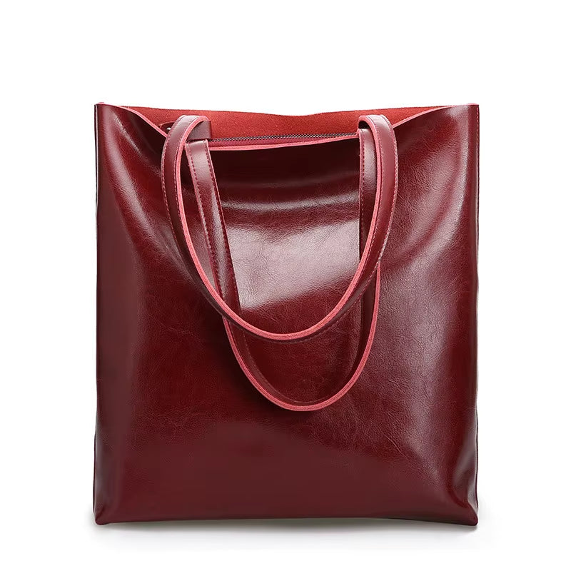 Cow Leather Bag Ladies Genuine Leather Handbags Big Women Bag Large Vintage Female 2023 Office Hand Shoulder Bags for Women Tote