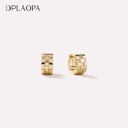 DPLAOPA 925 Sterling Silver Gold CZ Zircon Thick Hoop Earrings Piercing Vintage Luxury Party Wedding Fine Gift Women Jewelry