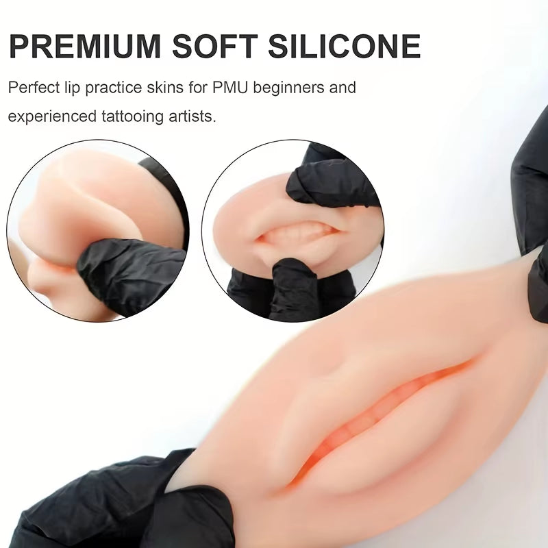 1/3/5Pcs Soft Silicone Lip Practice 3D Practice Lips Mold with Teeth Reuseable Training Skin for Lip Blush Permanent Makeup