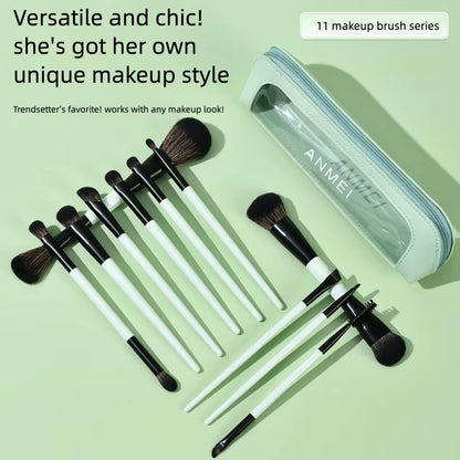 Dual-Ended Makeup Brush Set 11PCS with Foundation Brush Contour Brush for Blush Eyeshadow Concealer Blending Kit