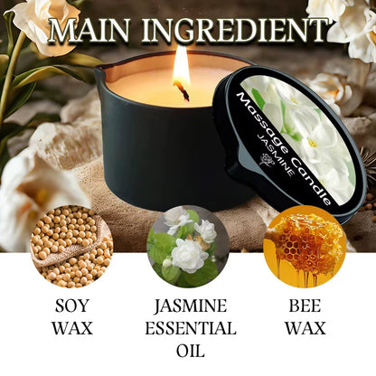 Massage Candle - Essential Oil- Jasmine, 2Oz/56.7G Melts into Warm Massage Oil - Massage Oil Candle, Pour Spout
