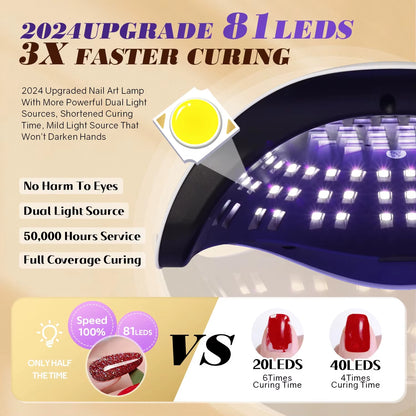 Professional 81LED Nail Lamp - Smart Sensor Auto-On/Off for 30S Fast Curing Gel Polish