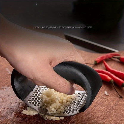 1pc Garlic Crusher Manual Ring Black Vegetable Cutter Kitchen Vegetable And Fruit Gadgets Masher Stainless Steel Garlic Press Chopping Accessories for restaurants/supermarkets Beauty Fashion