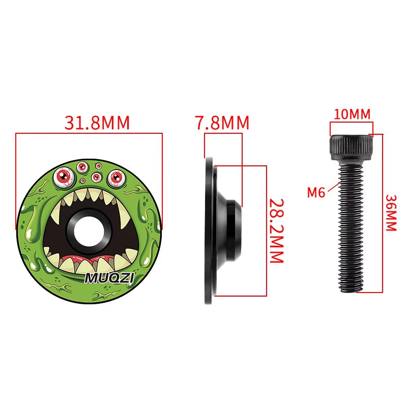 Headset Top Cap Bike Aluminum Alloy Ultralight Stem Cap Compatible with All Road MTB 1-1/8" Fork Steerer