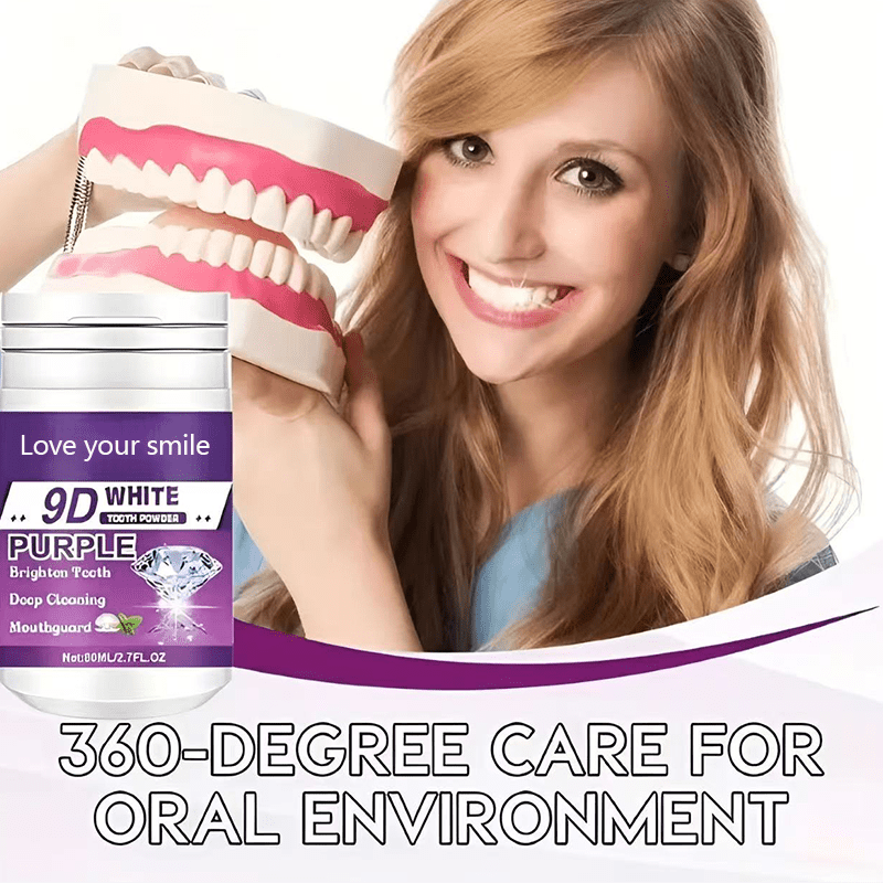 1/2pcs 9D White Purple Teeth Powder - Deep Cleaning & Polishing with Baking Soda, Refreshing Breath, Portable Travel-Friendly Formula, Brightens Smile in 7 Days, for Men & Women Beauty World Shop