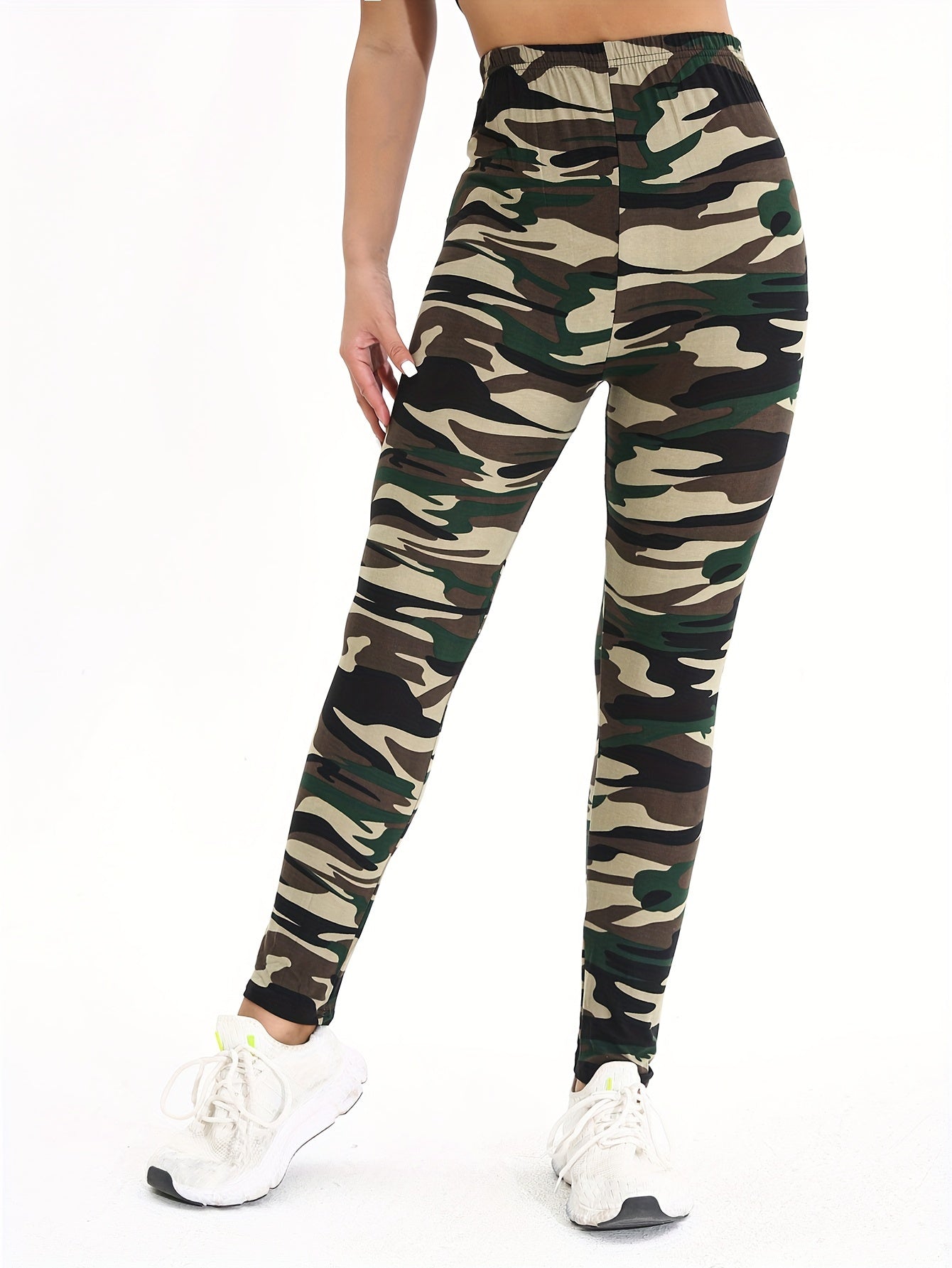 [Women's Athletic Booty Sport Tights] Fashion Camo Yoga Leggings Women Athletic Exercise Fitness Butt Lift Booty Sport Cropped Pants High Elastic Waist Gym Tights Workout Trousers