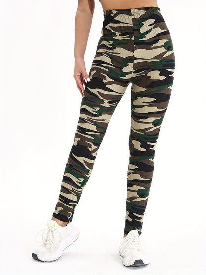 [Women's Athletic Booty Sport Tights] Fashion Camo Yoga Leggings Women Athletic Exercise Fitness Butt Lift Booty Sport Cropped Pants High Elastic Waist Gym Tights Workout Trousers