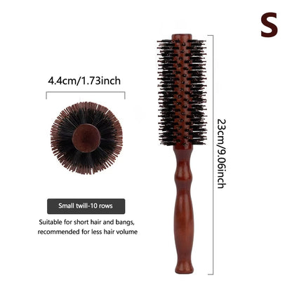 6 Style Wood Handle round Rolling Brush Straight Twill Hair Comb Boar Bristle round Barrel Hair Curling Brush Hairdressing Tool