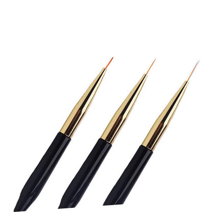 LINMANDA Nail Art Brushes 3Pcs Nail Brush Set with Gel Polish Pens and Liner Brush for Home and Professional Salon Use