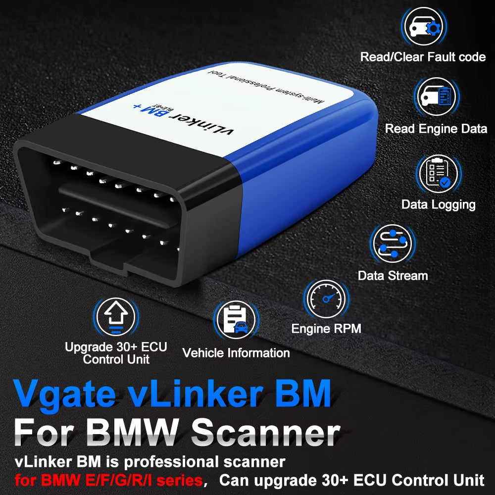 Vlinker BM+ BM for BMW V2.2 OBD2 Car Diagnostic Tool Bluetooth 4.0 Auto Scanner for Bimmercode Android Ios Pk ELM327 V1.5