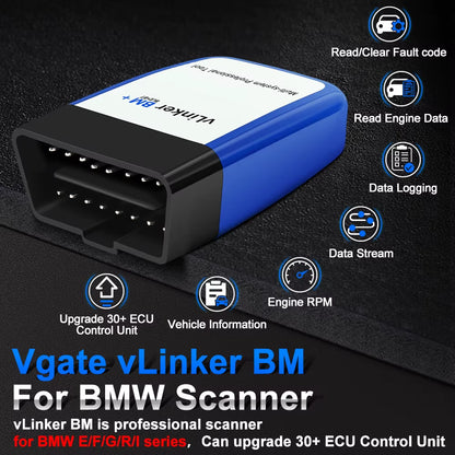 Vlinker BM+ BM for BMW V2.2 OBD2 Car Diagnostic Tool Bluetooth 4.0 Auto Scanner for Bimmercode Android Ios Pk ELM327 V1.5