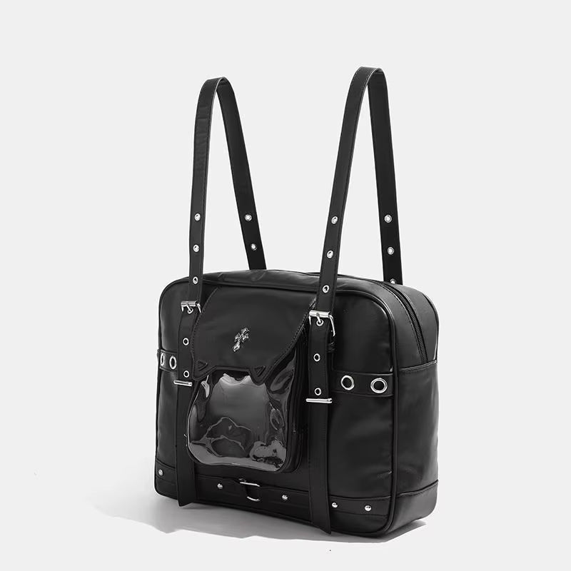 JIAERDI Harajuku Black Ita Bags Backpack Women Sweet Cool Transparent Large Capacity Handbag Ladies Japanese Y2K Backpacks Chic