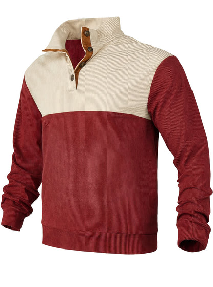 [1pc Casual Sport Shirt Embroidery] 1pc Men'S Casual Sport Shirt, Long Sleeve Crew Neck Knitwear with Embroidery Detail, Solid Color, Polyester Blend, Regular Fit - Fashion Colorblock Pullover Sweatshirt Beauty World Shop