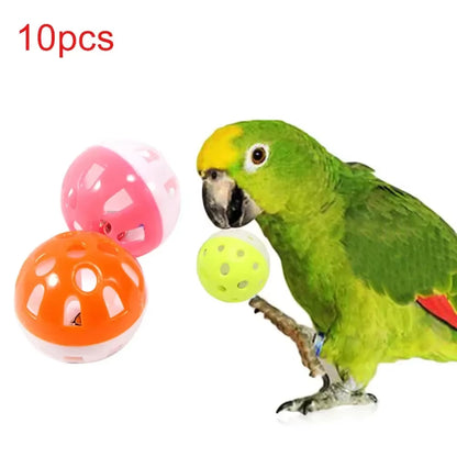 10Pcs Pet Parrot Toy Colorful Hollow Rolling Bell Ball Bird Toy Parakeet Cockatiel Parrot Chew Cage Fun Toys Pet Bird Supplies