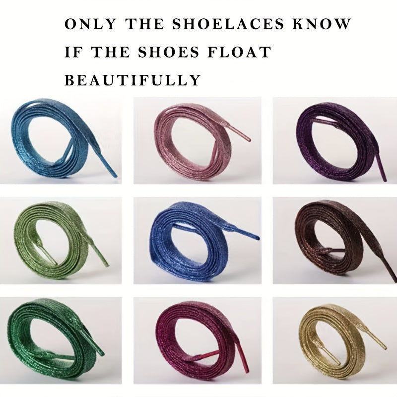 1 Pair Glitter Colorful Fashion Sneakers Flat Shoelaces Shoestrings for Sneakers Skates Sport Shoes Boots