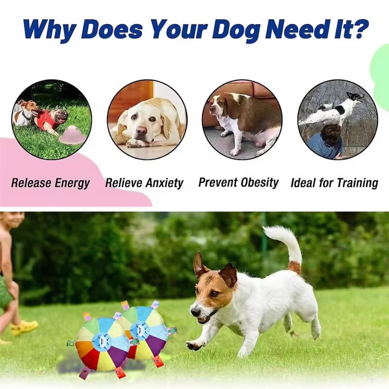 Funny Rainbow Plush Flying Saucer Dog Bite Toys Stuffed Raw Small Dog Interactive Training Game Chew Toy Pet Disc Toys with Bell